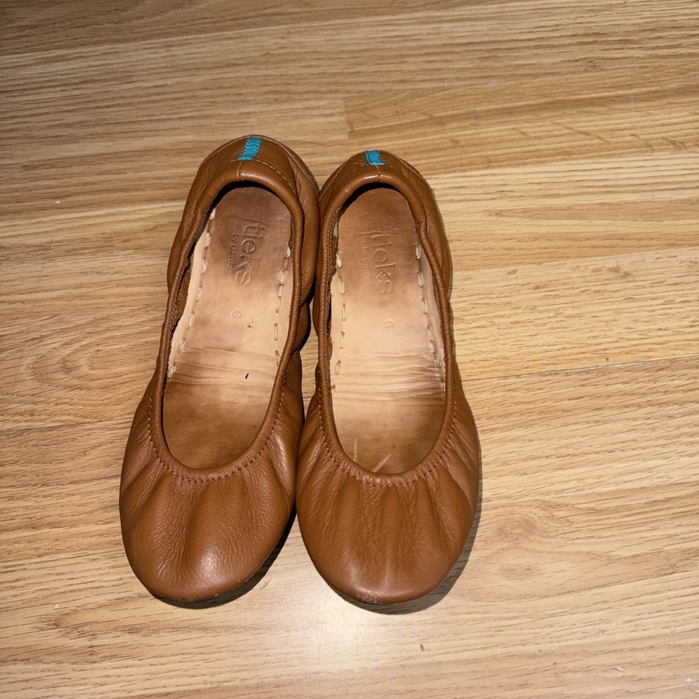 Tieks Chestnut Tan Leather Ballet Flats Womens Size 6 Foldable Comfort Slip On